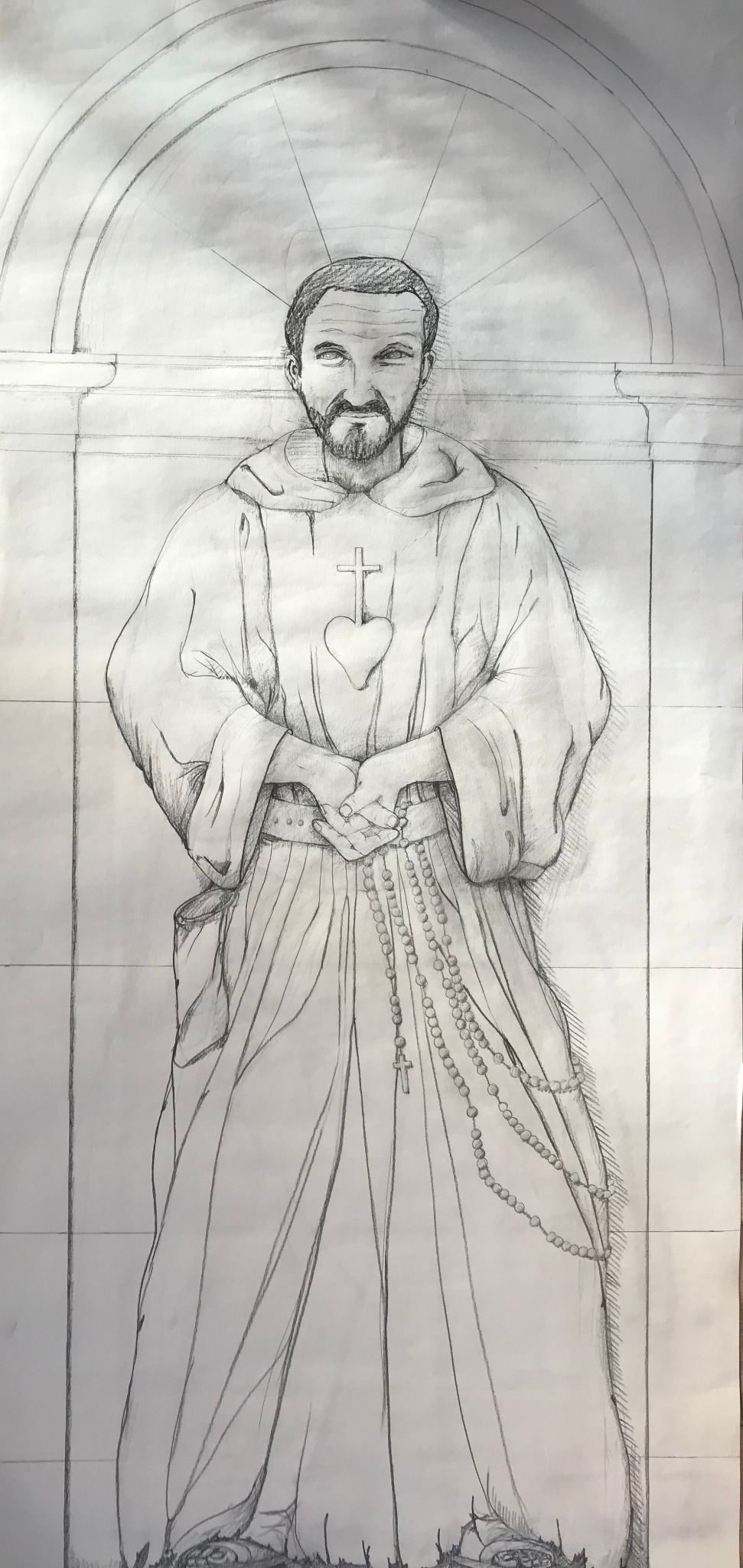 Dessin préparatoire de saint Charles de Foucauld